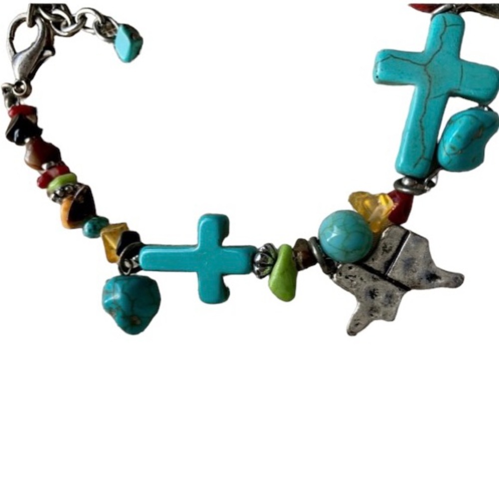 Horseshoe Horse State Texas Star Charms Turquoise Cross Bead Boot Chain Jewelry